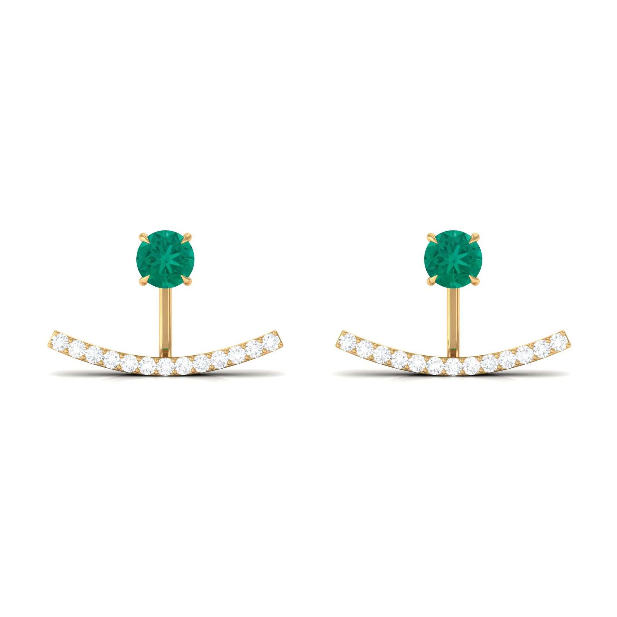 1 CT Classic Emerald and Diamond Jacket Earrings