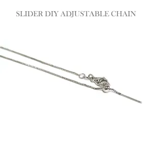 1 PIECE PACK' ADJUSTABLE SLIDER CHAIN 1.1 MM APPROX SIZE' RHODIUM SILVER POLISHED