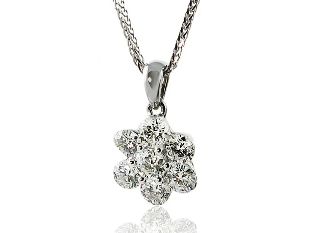 ﻿1.05ct t.w. Seven Stone Diamond Flower Motif Pendant