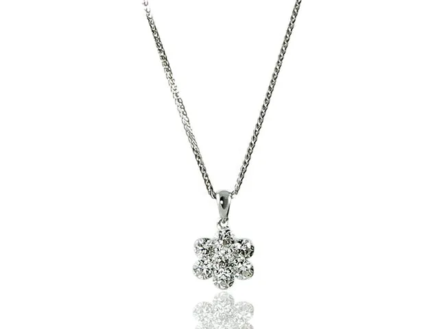 ﻿1.05ct t.w. Seven Stone Diamond Flower Motif Pendant