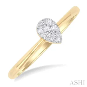 1/10 Ctw Lovebright Petite Pear Shape Round Cut Diamond Fashion Ring in 10K Yellow Gold