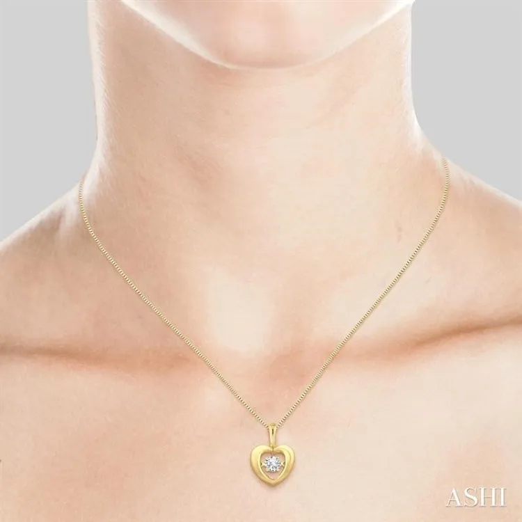 1/20 Ctw Round Cut Diamond Emotion Pendant in 10K Yellow Gold with Chain