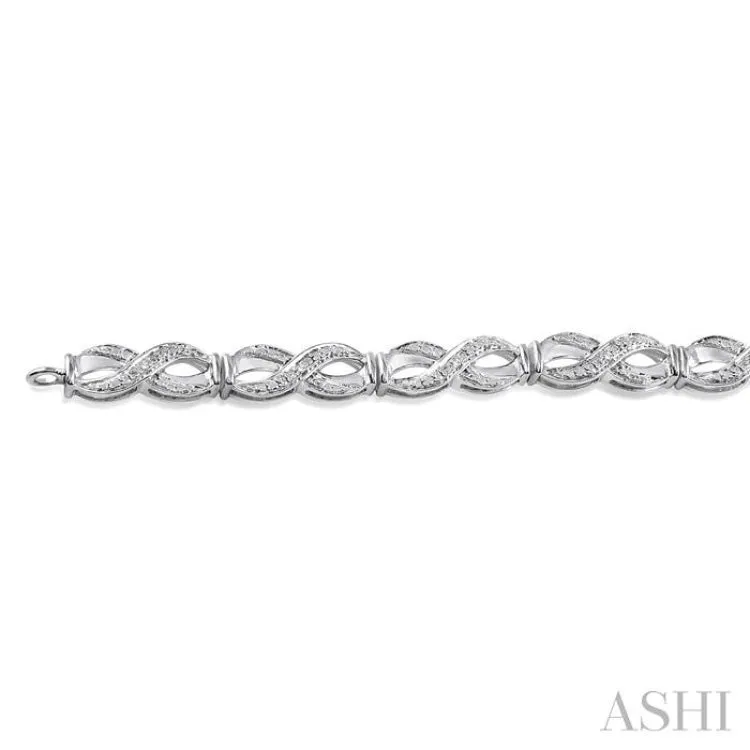 1/20 Ctw Swirl Shape Single Cut Diamond Bracelet in Sterling Silver