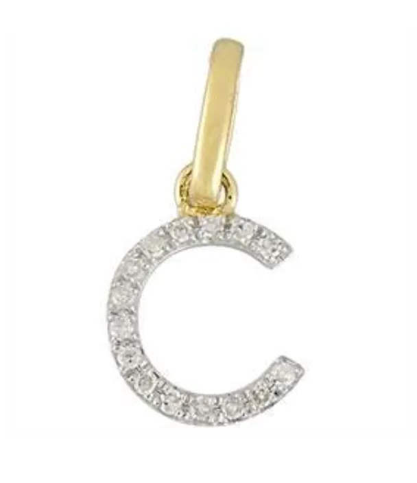 14 Karat Diamond Gold Initial Pendants