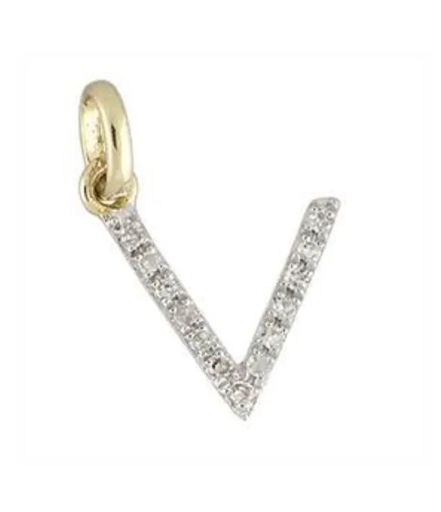 14 Karat Diamond Gold Initial Pendants