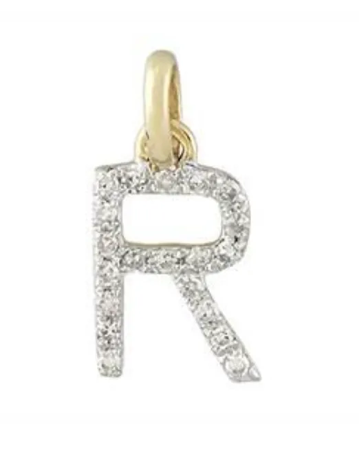 14 Karat Diamond Gold Initial Pendants