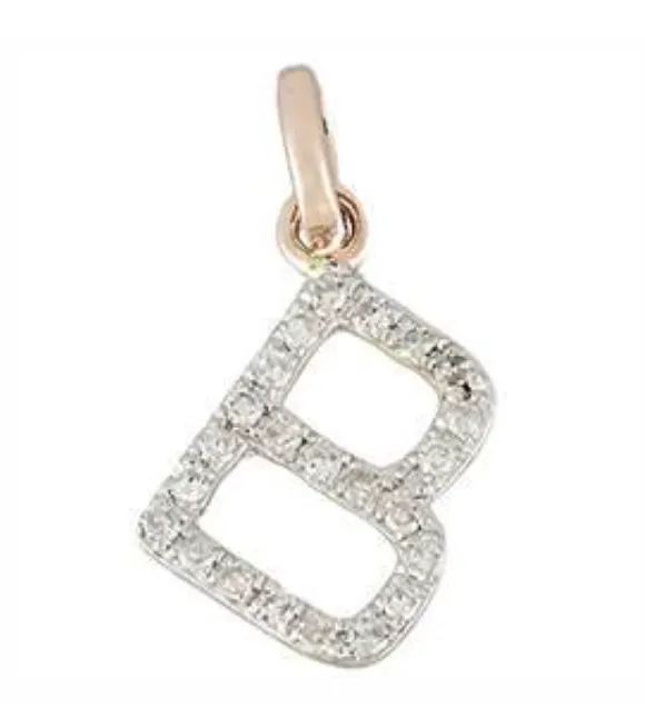 14 Karat Diamond Gold Initial Pendants