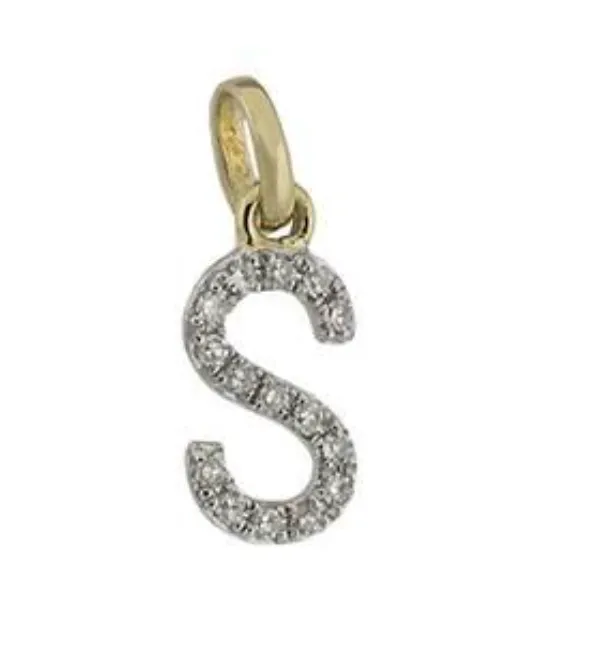 14 Karat Diamond Gold Initial Pendants