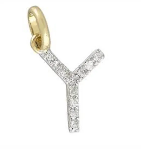 14 Karat Diamond Gold Initial Pendants