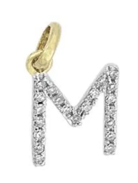 14 Karat Diamond Gold Initial Pendants