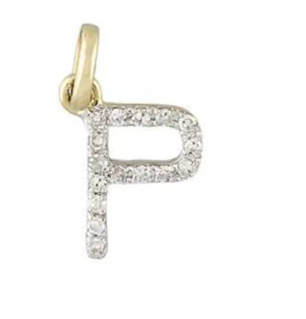 14 Karat Diamond Gold Initial Pendants