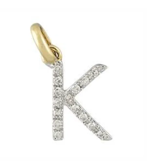 14 Karat Diamond Gold Initial Pendants