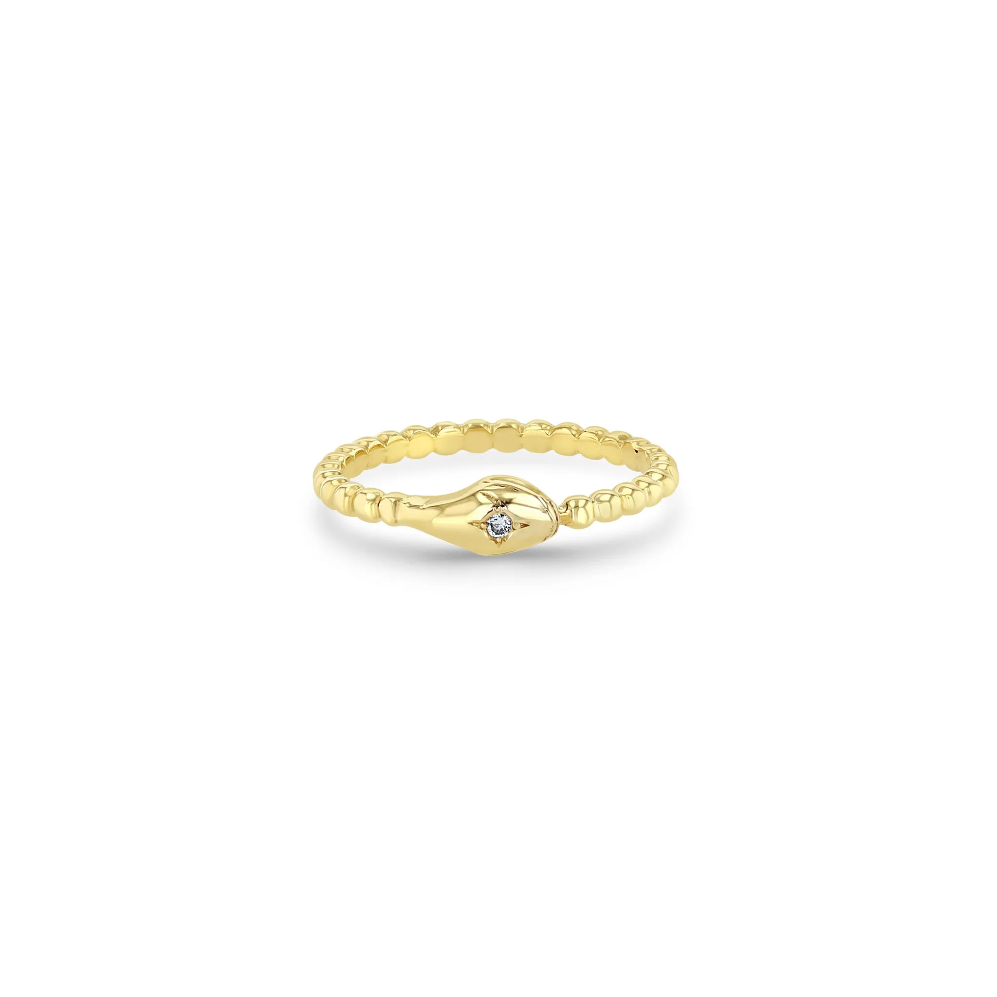 14k Beaded Diamond Snake Ring