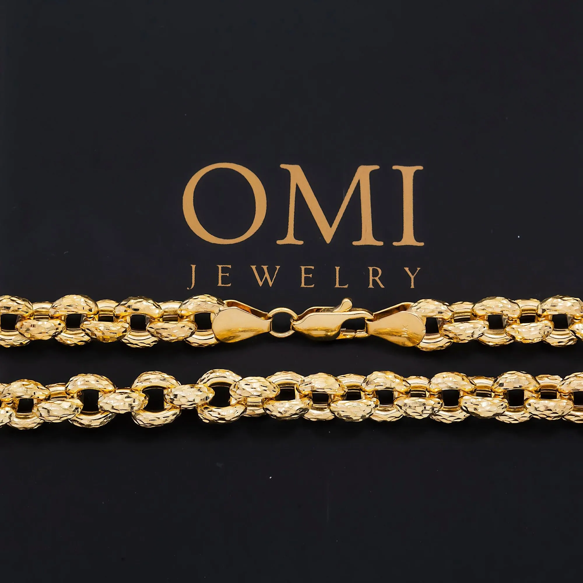 14K GOLD DIAMOND CUT BELCHER CHAIN