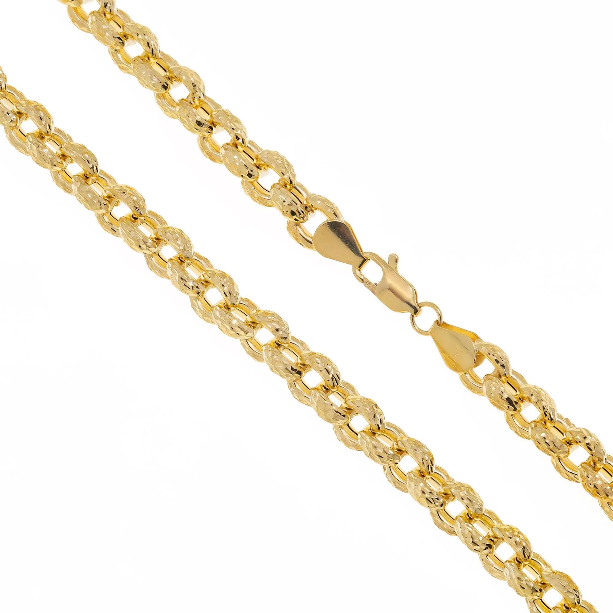 14K GOLD DIAMOND CUT BELCHER CHAIN