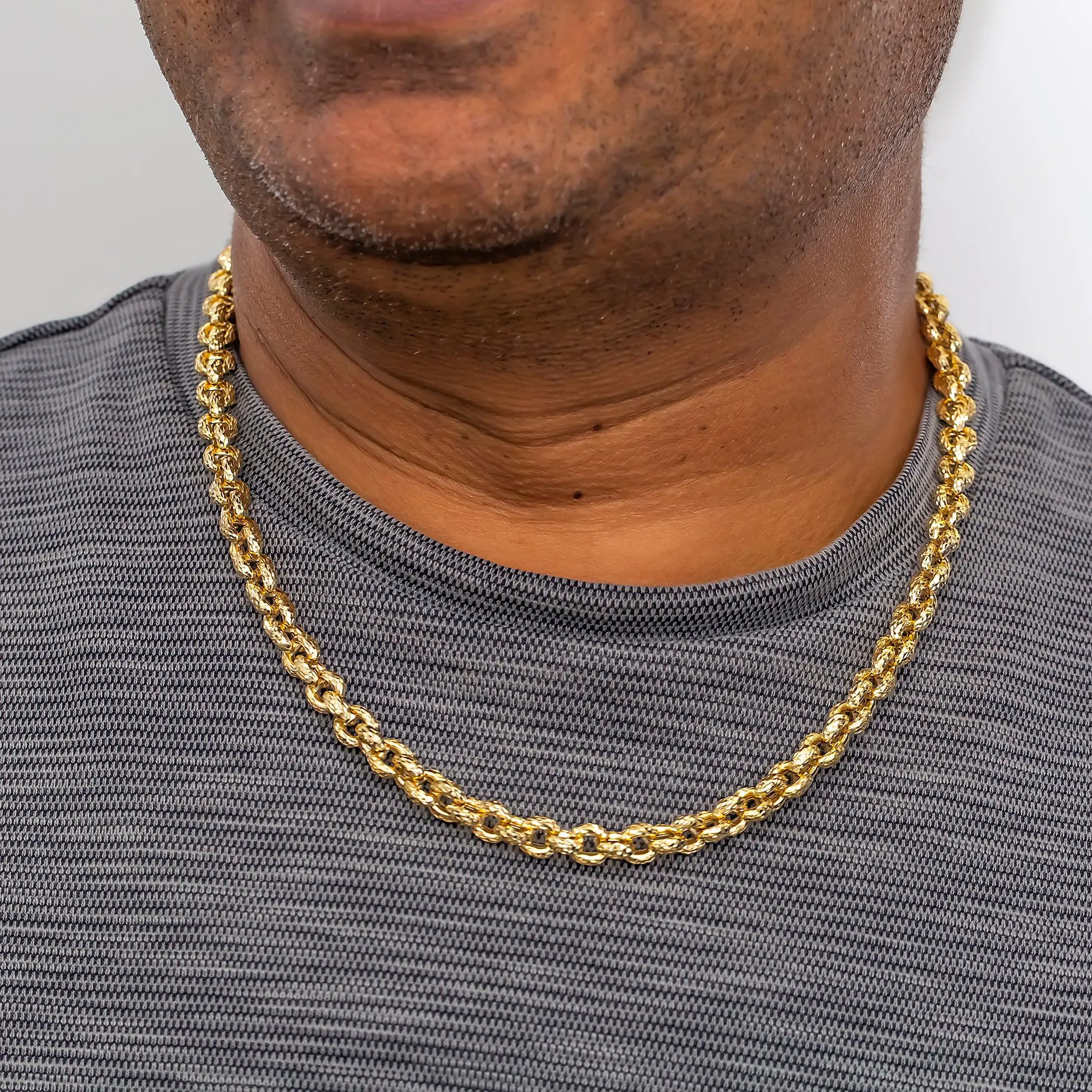 14K GOLD DIAMOND CUT BELCHER CHAIN