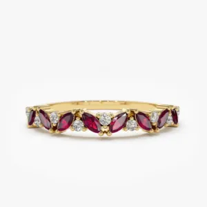 14K GOLD January Birthstone Stackable Ring Premium Design