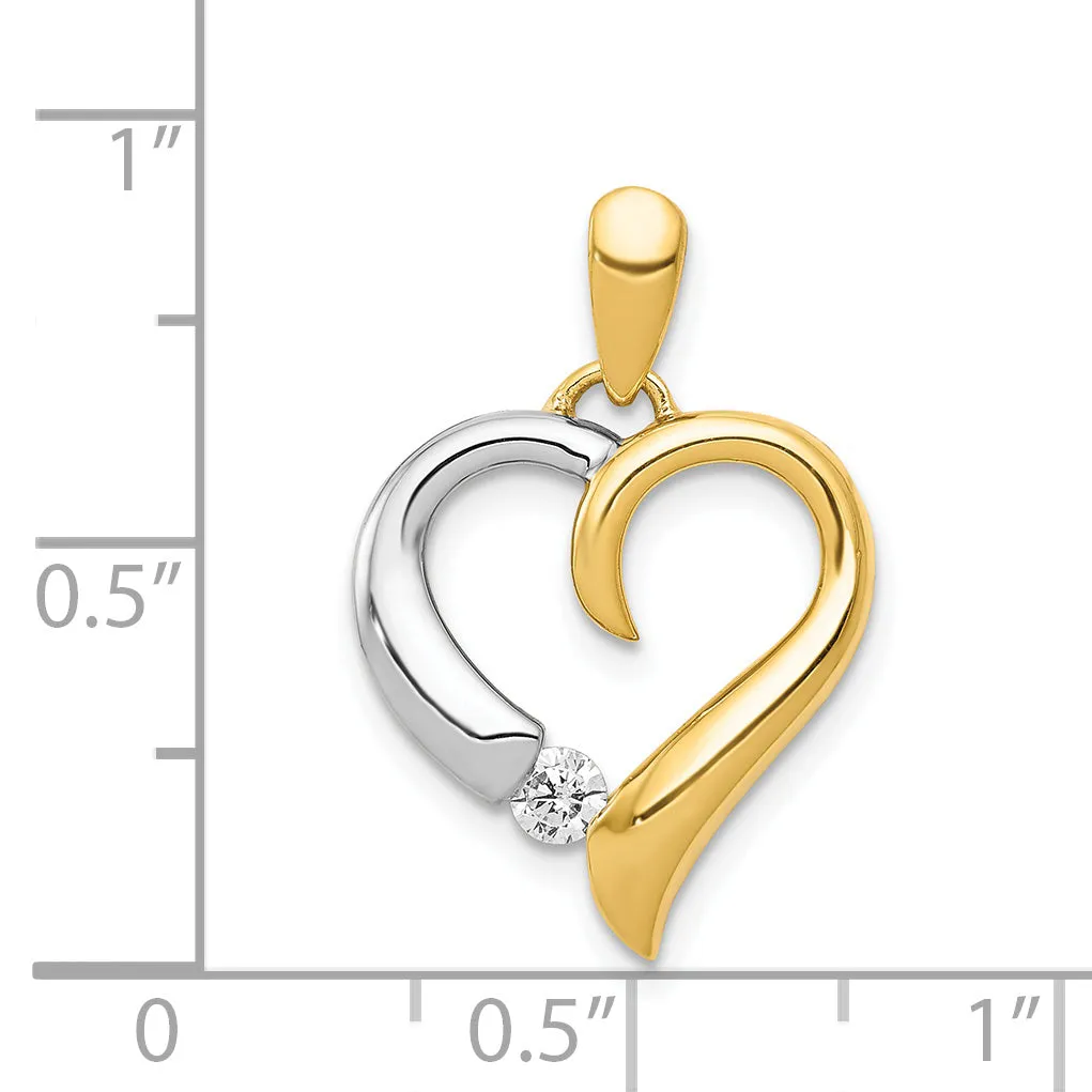 14k Two-tone 1/15ct. Diamond Heart Design Pendant