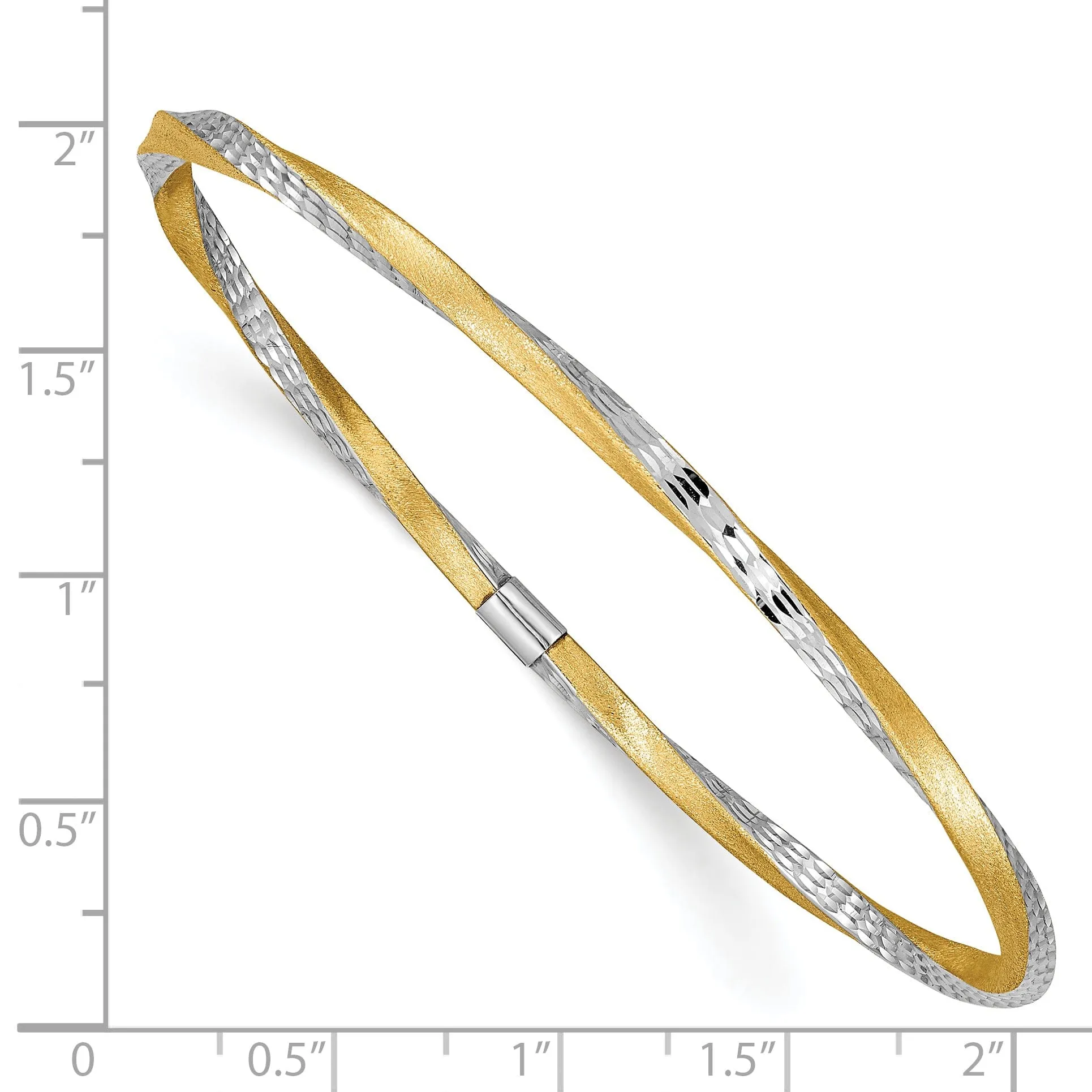 14k Two-Tone Gold Satin D.C Twist Slip-on Bangle