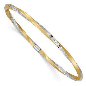 14k Two-Tone Gold Satin D.C Twist Slip-on Bangle