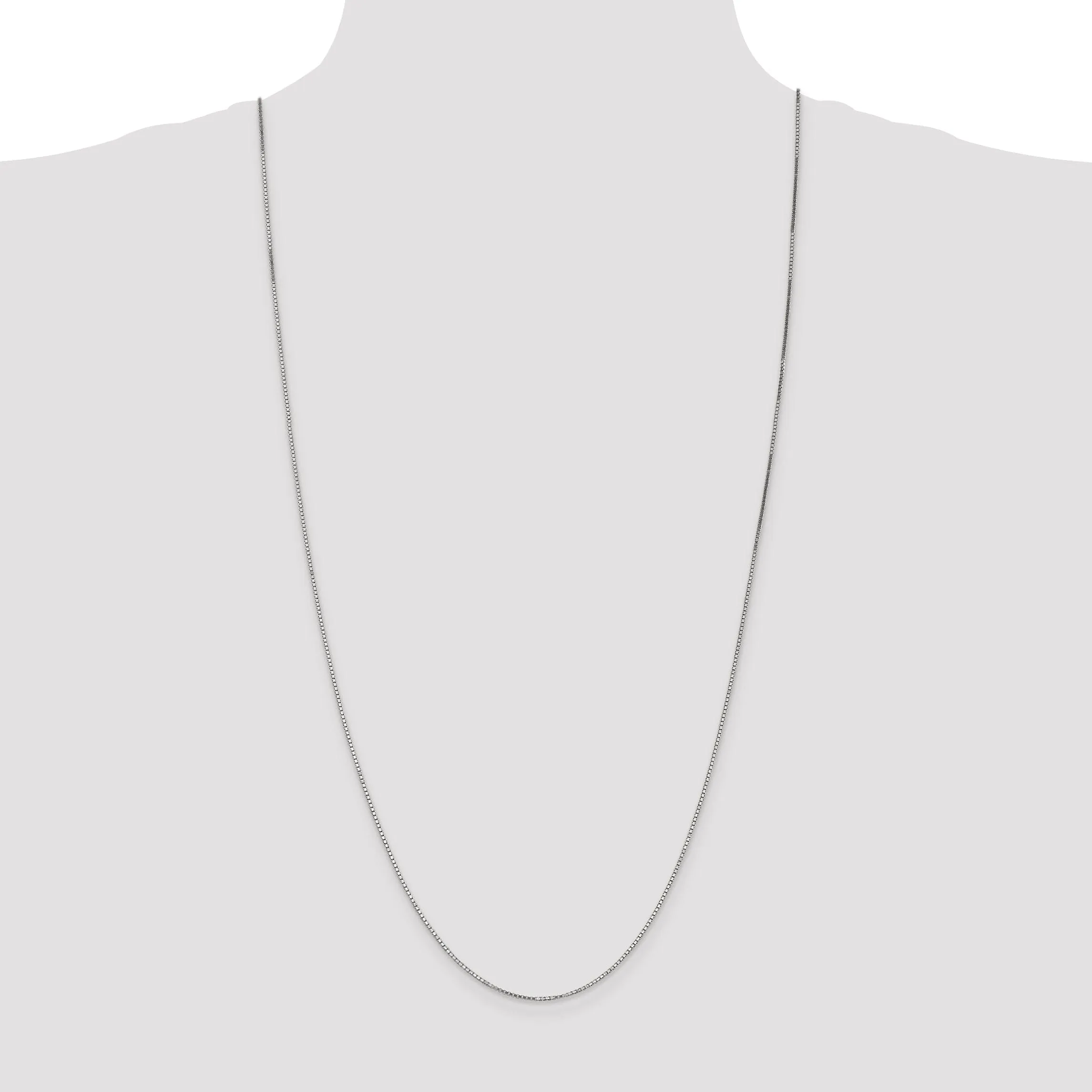 14k White Gold 1.10mm Polished Solid Box Chain