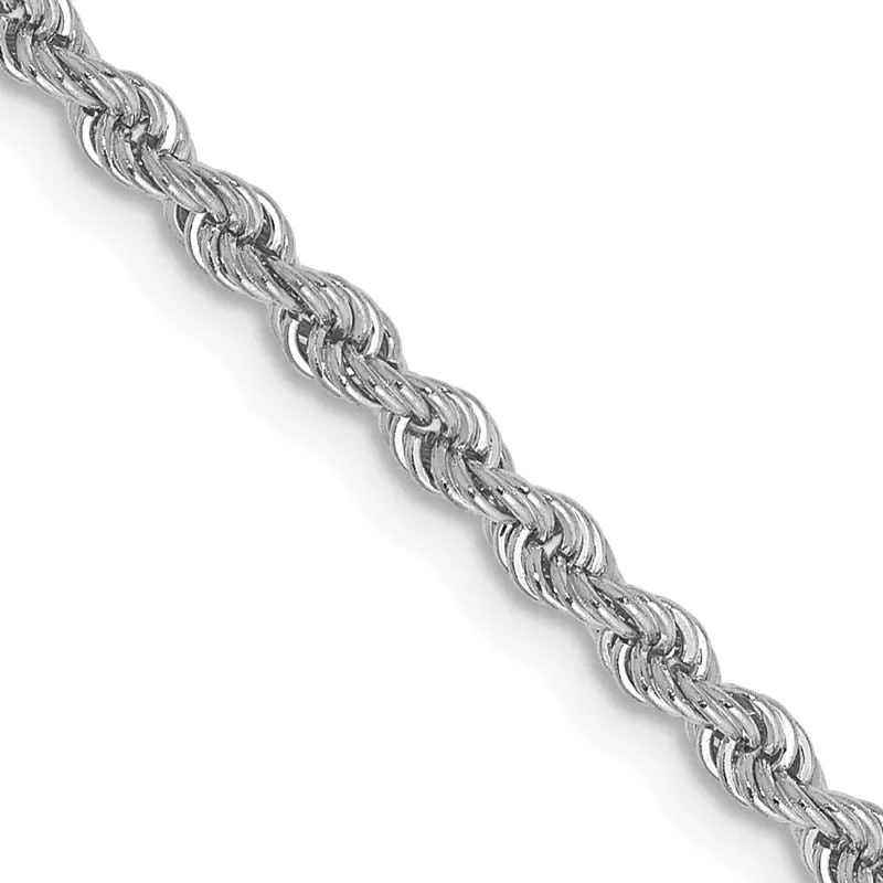 14K White Gold 2.5mm Regular Rope with Lobster Clasp Chain Necklace