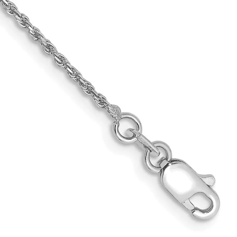 14K White Gold 7 inch 1.15mm Diamond-cut Machine Made Rope with Lobster Clasp Chain Bracelet Chain Bracelet