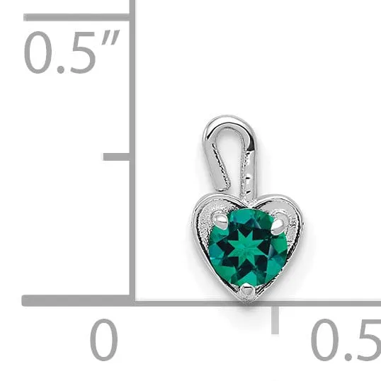 14k White Gold May Birthstone Heart Charm