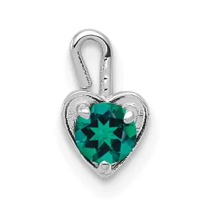 14k White Gold May Birthstone Heart Charm