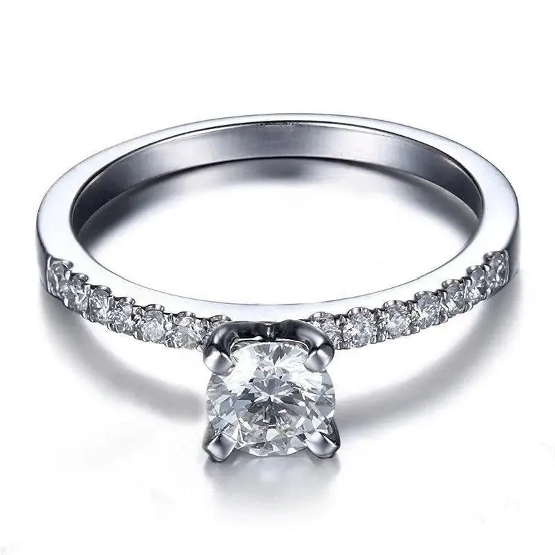 14k White Gold Moissanite Ring 0.7ct Total