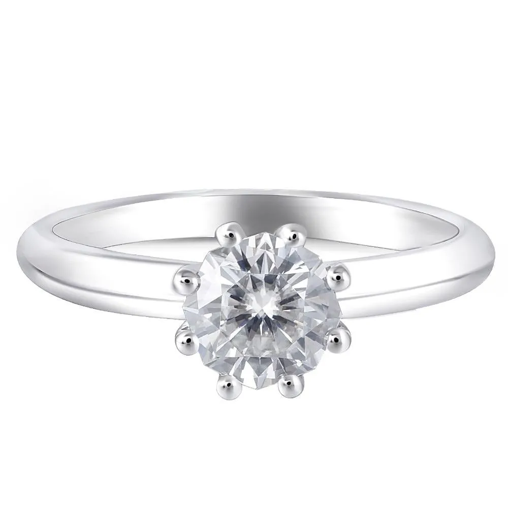 14k White Gold Octagon Cut Moissanite Ring 1ct