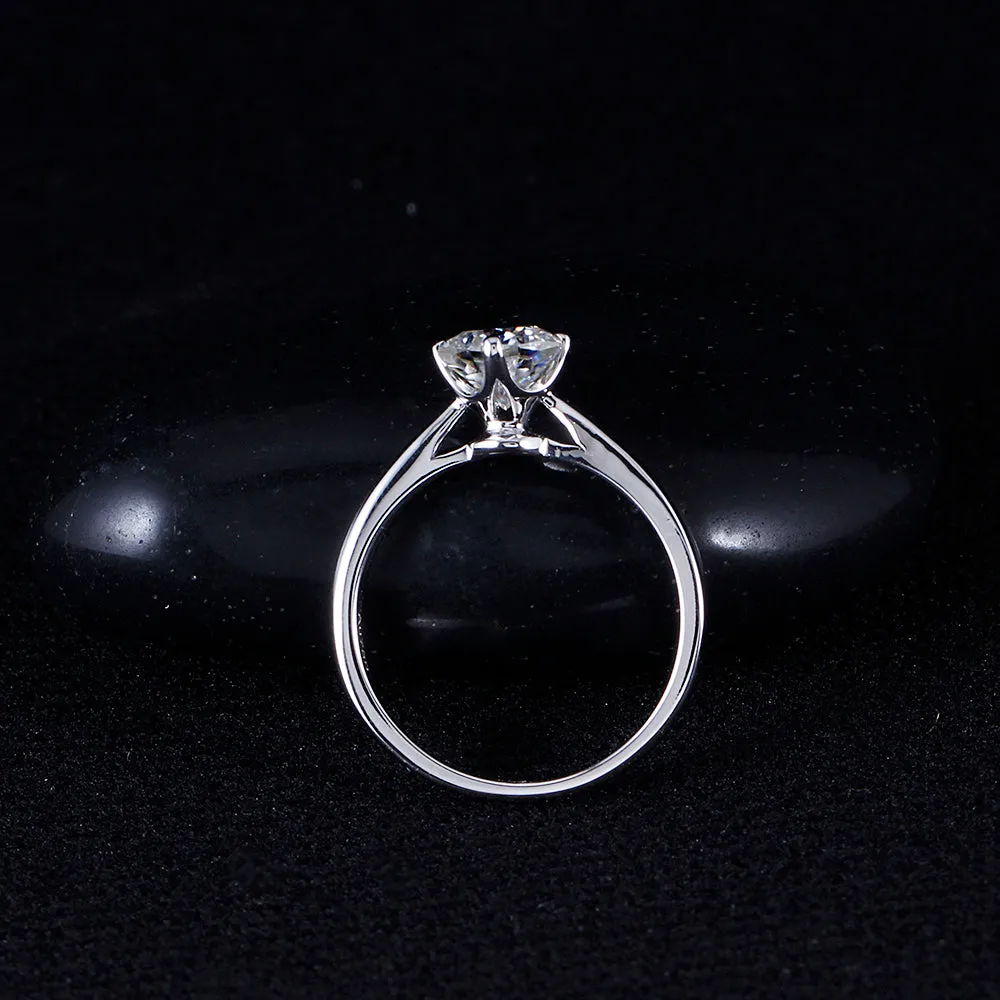 14k White Gold Octagon Cut Solitaire Moissanite Ring 1ct