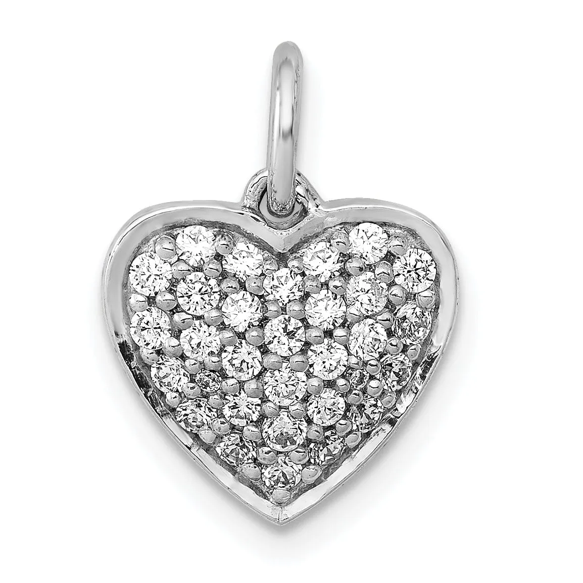 14k White Gold Open Back Polished Finish 0.376-CT Diamond Heart Shape Design Charm Pendant