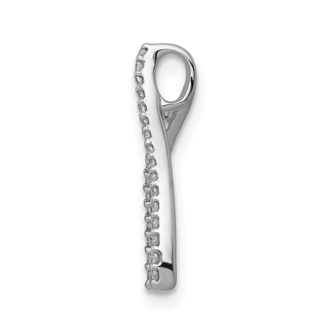 14k White Gold  Polished Finish 0.12CT Diamond Wishbone Design Chain Slide Pendant will not fit Omega Chain