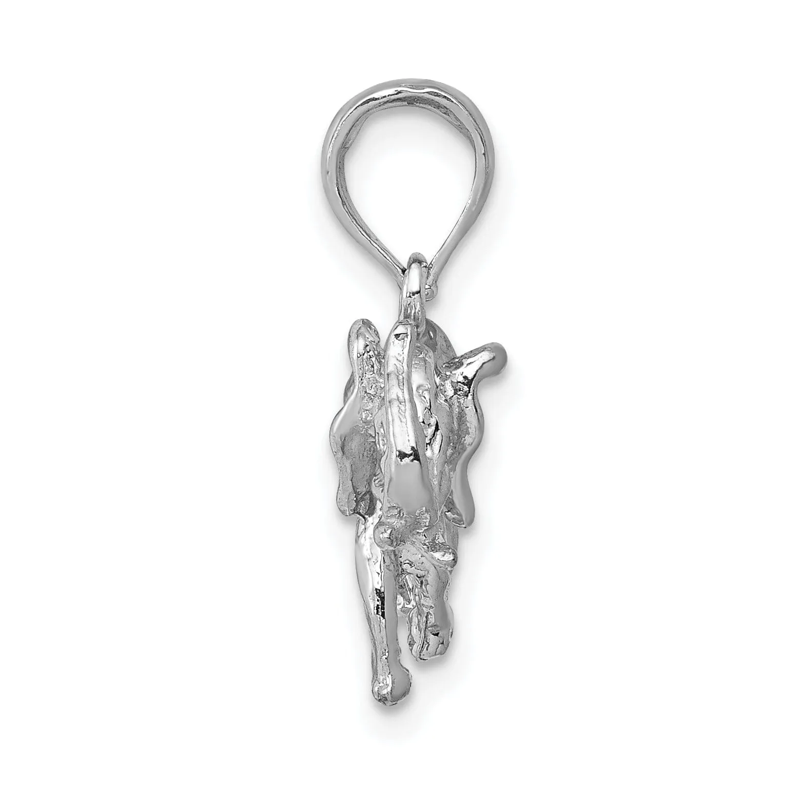 14k White Gold Solid Polished Finish 3-Dimensional Elephant Charm Pendant