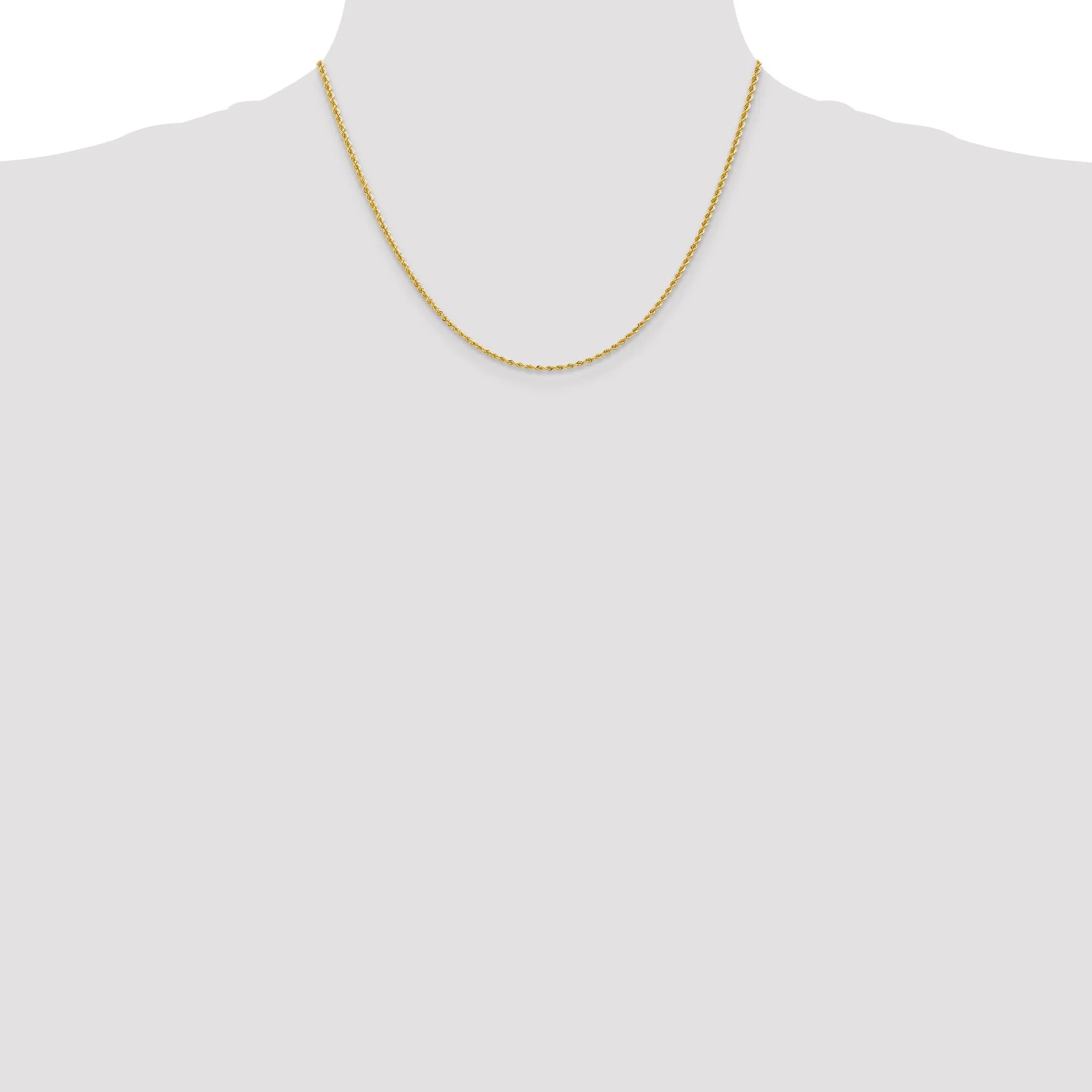 14k Yellow Gold 2.00mm Handmade Rope Chain