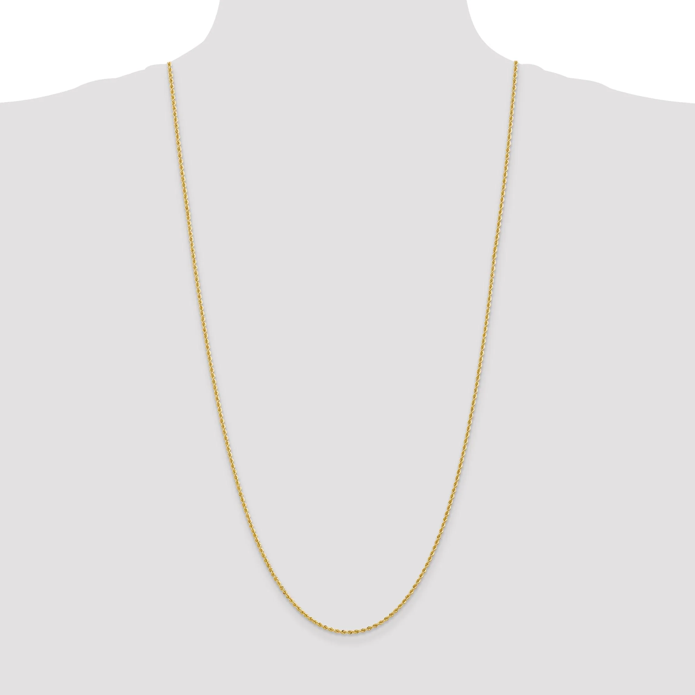 14k Yellow Gold 2.00mm Handmade Rope Chain