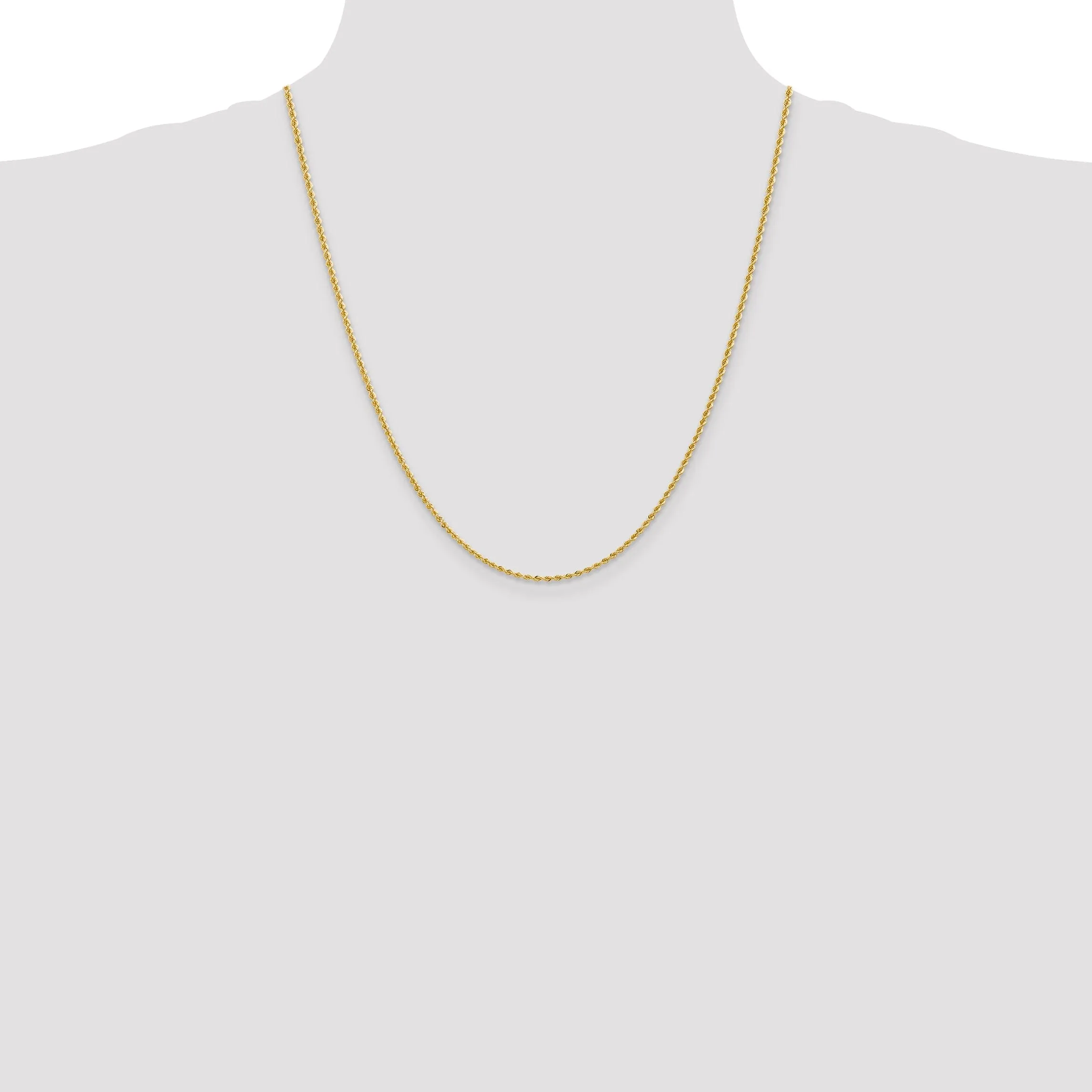 14k Yellow Gold 2.00mm Handmade Rope Chain