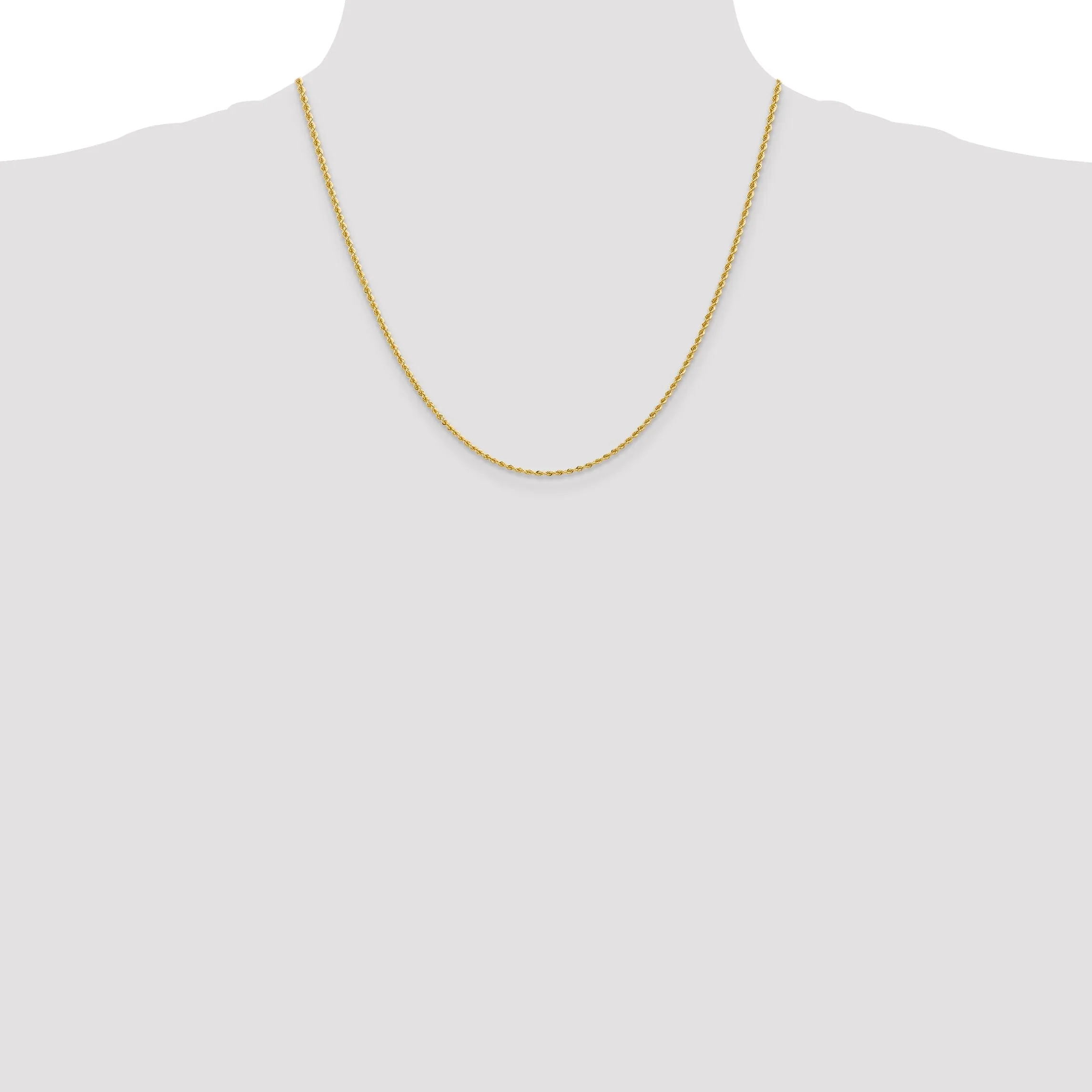 14k Yellow Gold 2.00mm Handmade Rope Chain