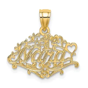 14K Yellow Gold Flat Back Polished Finish Script #1 NANA  Design Charm Pendant