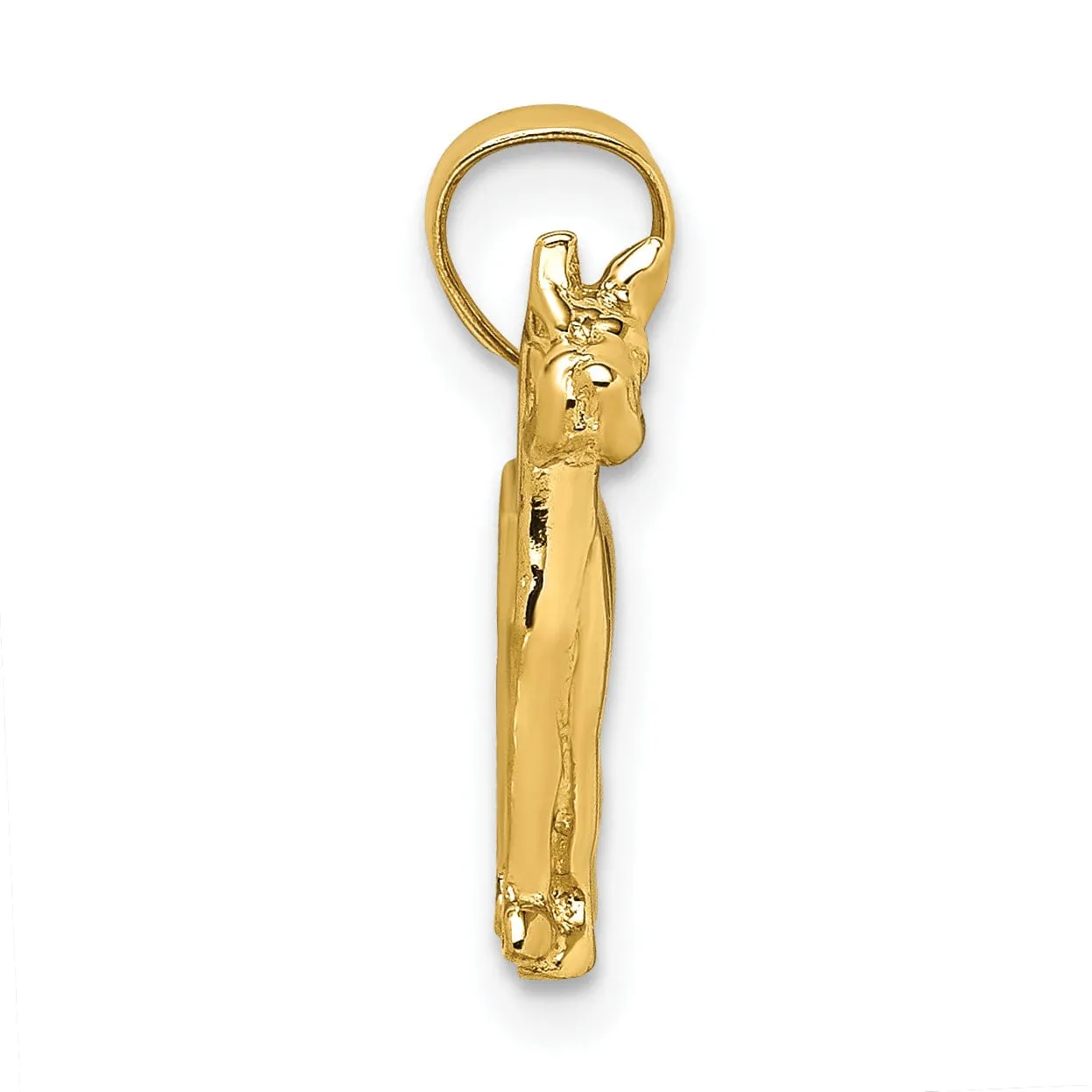 14k Yellow Gold Polished Finish Great Dane Dog Charm Pendant