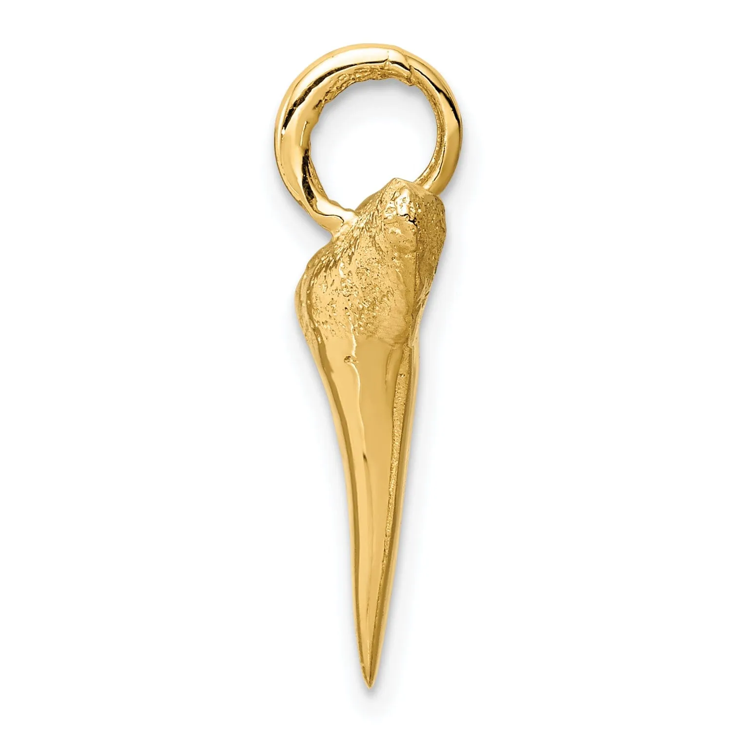 14K Yellow Gold Solid Polished Finish Shark Tooth Charm Pendant