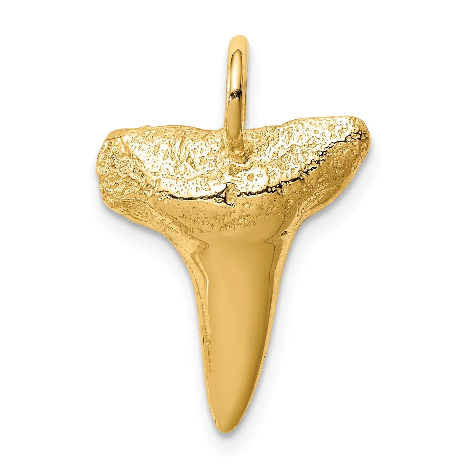 14K Yellow Gold Solid Polished Finish Shark Tooth Charm Pendant