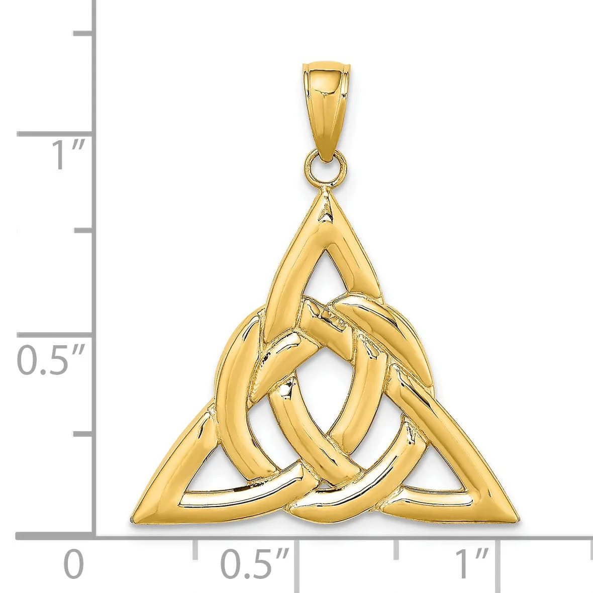 14K Yellow Gold Textured Back Polished Finish Large Celtic Trinity Knot  Design Charm Pendant