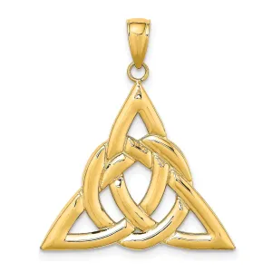 14K Yellow Gold Textured Back Polished Finish Large Celtic Trinity Knot  Design Charm Pendant