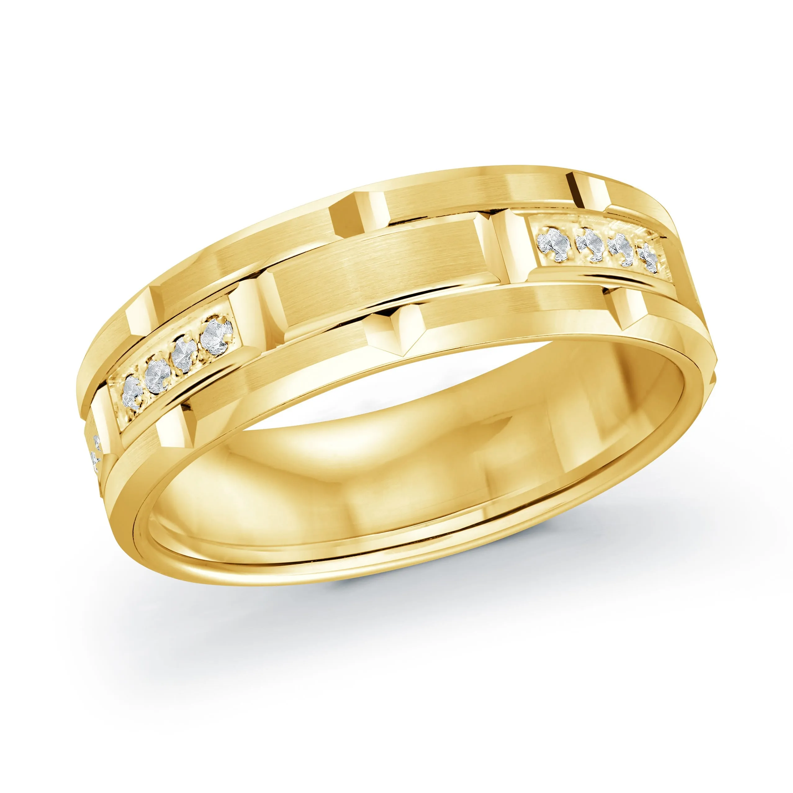 14K Yellow Gold with Inlaid Diamonds Ring from the Executif Collection by Malo - FJMD-073-07Y16