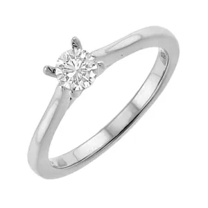 14KT White Gold & Diamond Classic Book Solitaire Fashion Ring  - 1/3 ctw