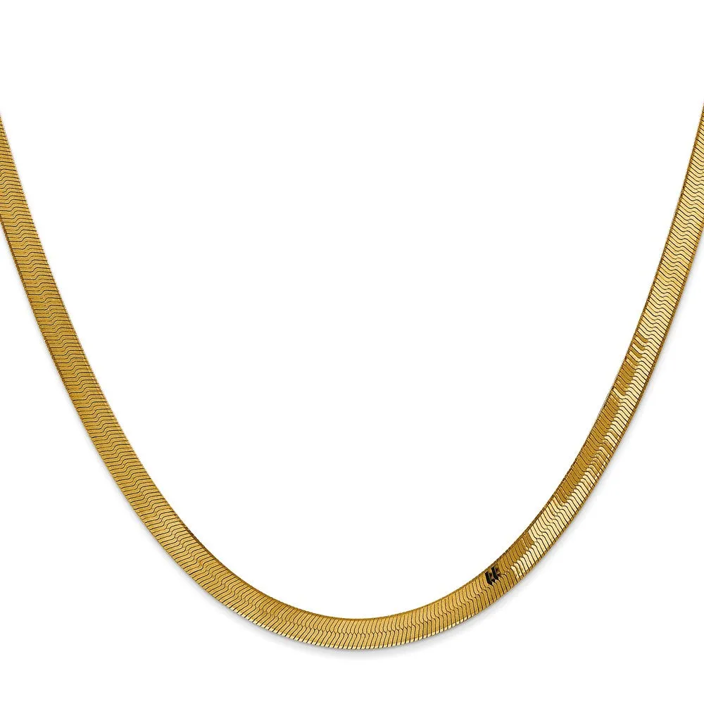 14KT Yellow Gold 20-inch 4MM Lobster Clasp Herringbone Chain