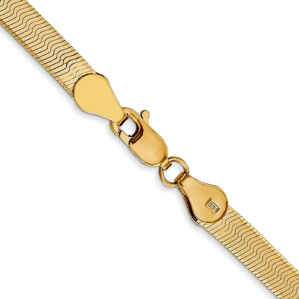 14KT Yellow Gold 20-inch 4MM Lobster Clasp Herringbone Chain