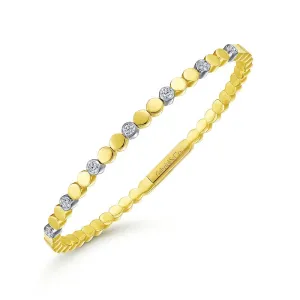 14KYW Bangle with Bezel Set Round Diamonds